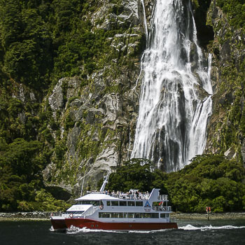 Boat at Milford Sound, New Zealand